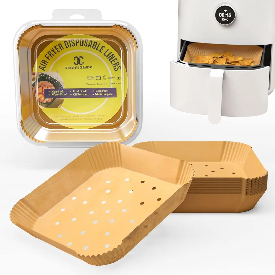 Bakpapier voor heteluchtfriteuse, 20 cm airfryer-bakpapier, airfryer-bakpapier, heteluchtfriteuse, bakpapier, airfryer-accessoires, bakpapier (100 stuks)