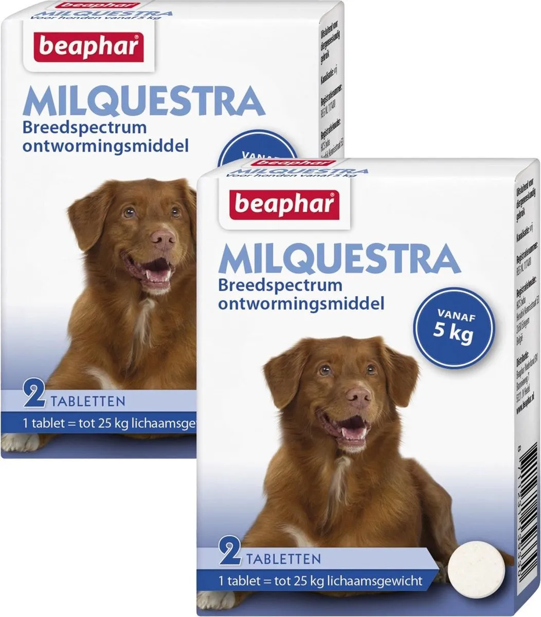 Beaphar Milquestra Hond Anti-wormenmiddel 2x2 tabletten