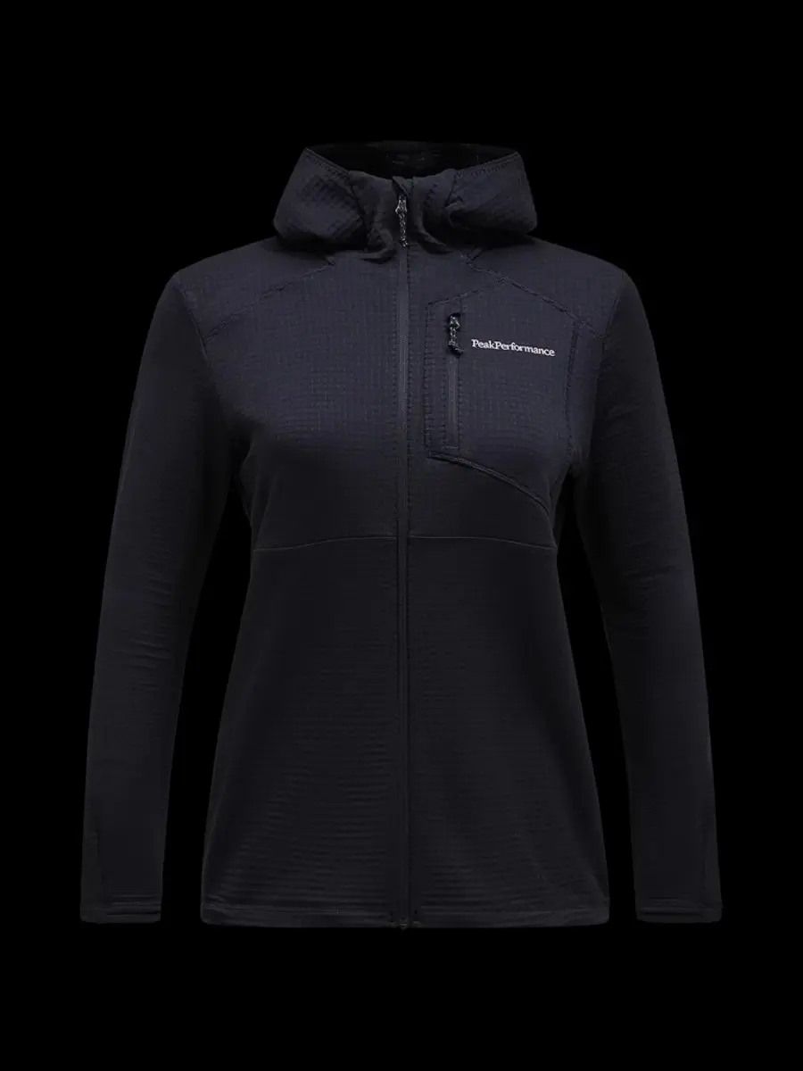 Trail Polartec® Power Grid™ Zip Hood Fleece Dames Black M