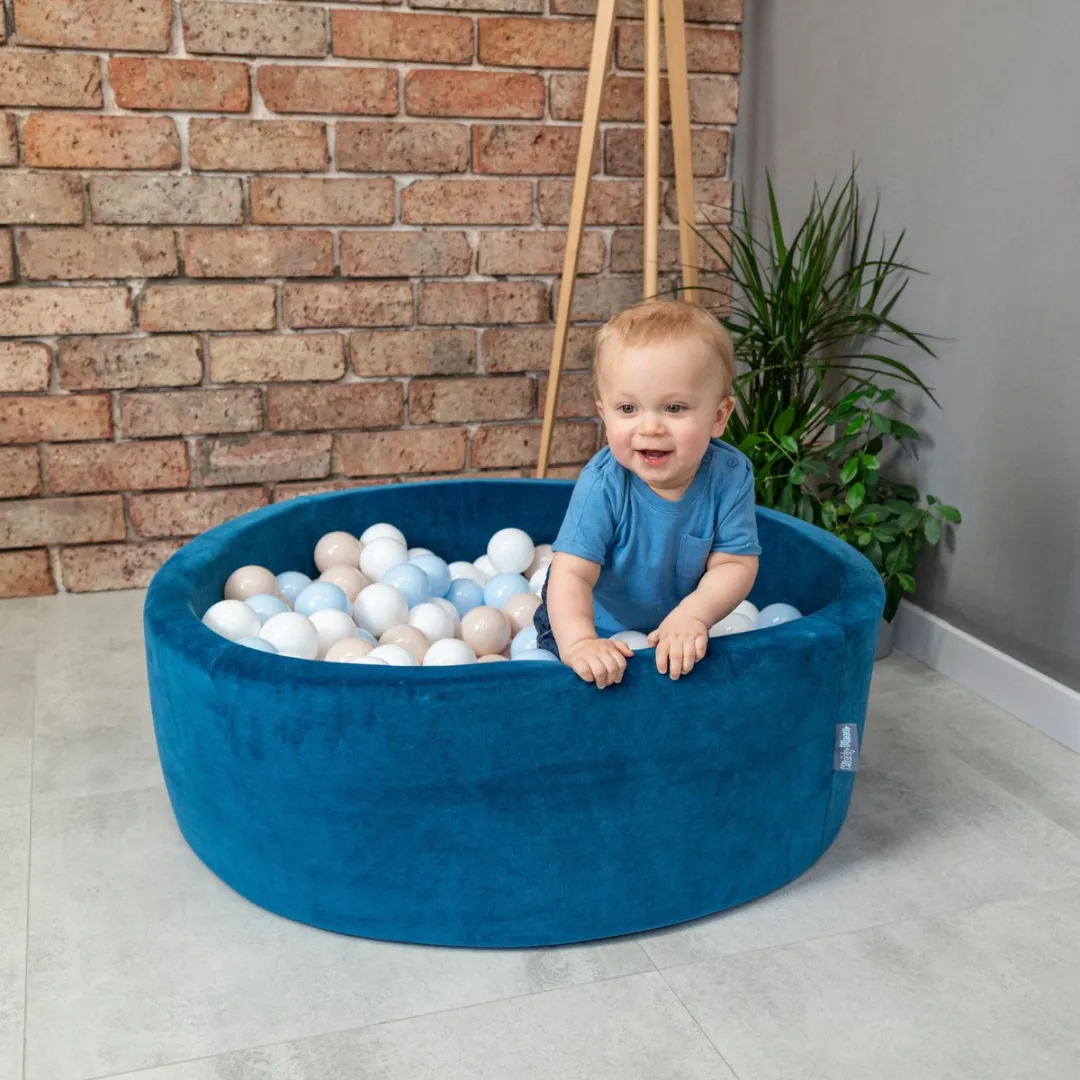KiddyMoon Kinderballen 200 Stuks 7cm - Donker Turquoise/Pastelblauw/Pastelgeel/Wit