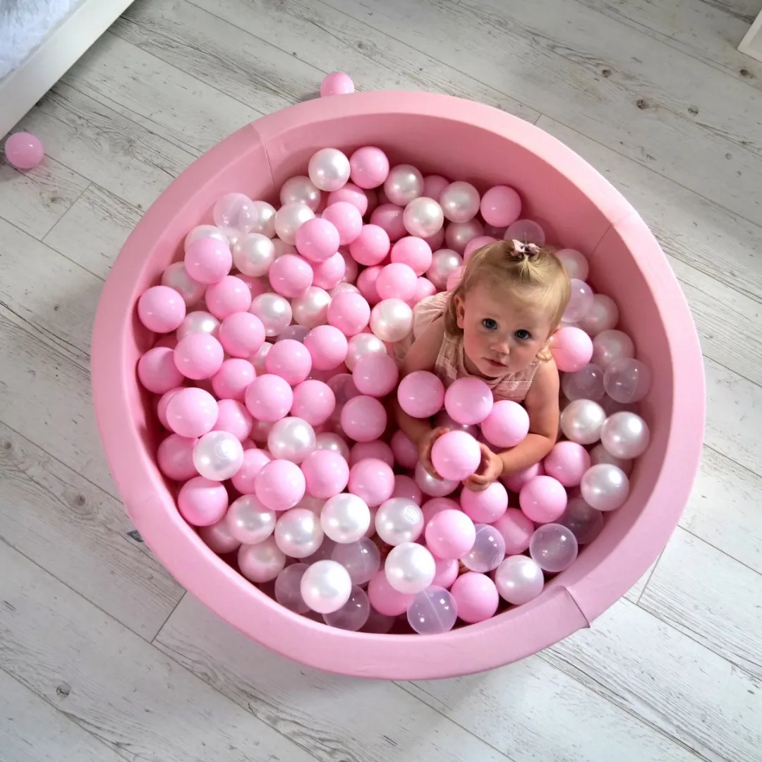 KiddyMoon Ballenbad 90x30cm - 300 Ballen Ø7cm - Lichtroze/Mint/Babyblauw/Zilver