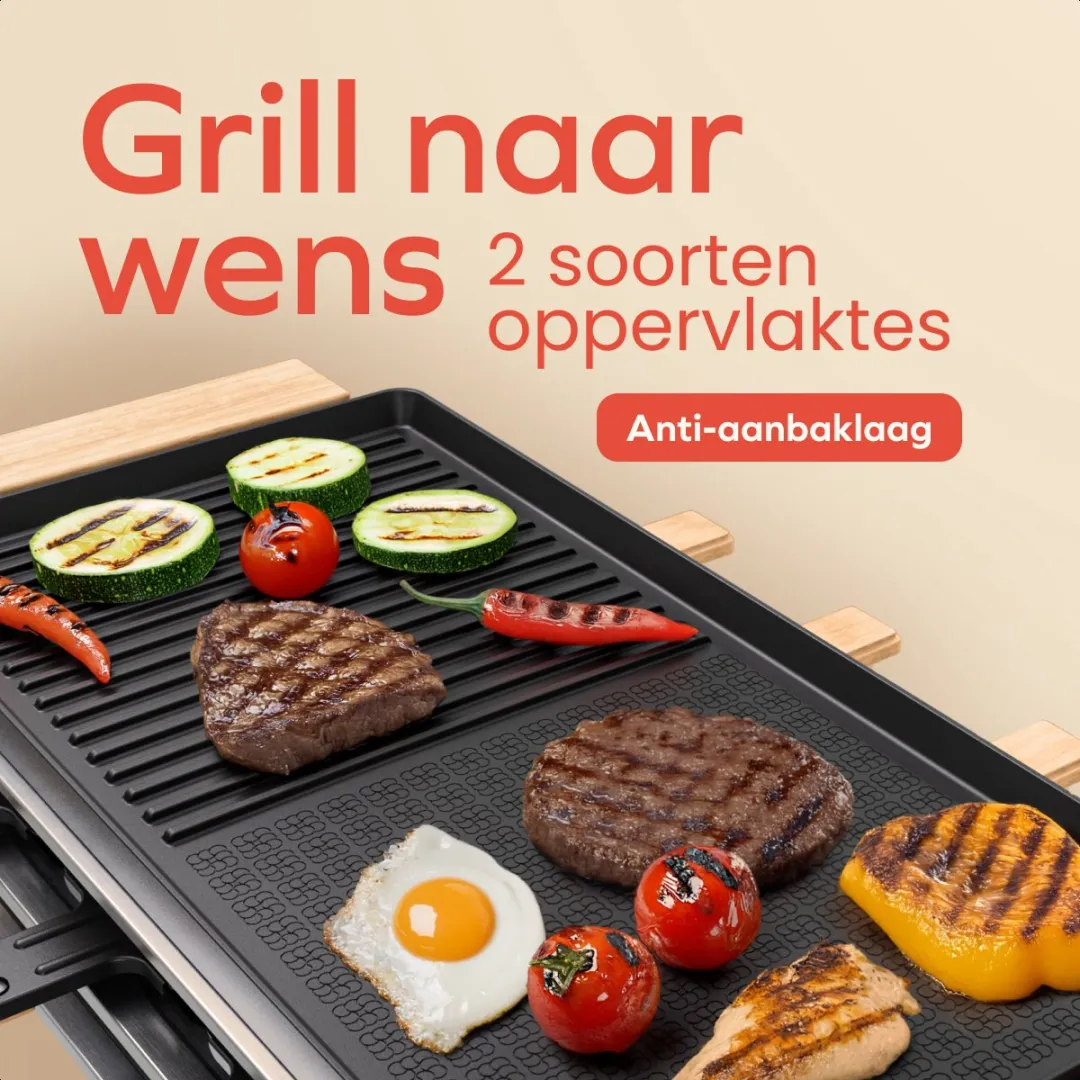 KitchenBrothers Gourmetstel KB1004189 - 950W - 8 Personen - Hout/Zwart