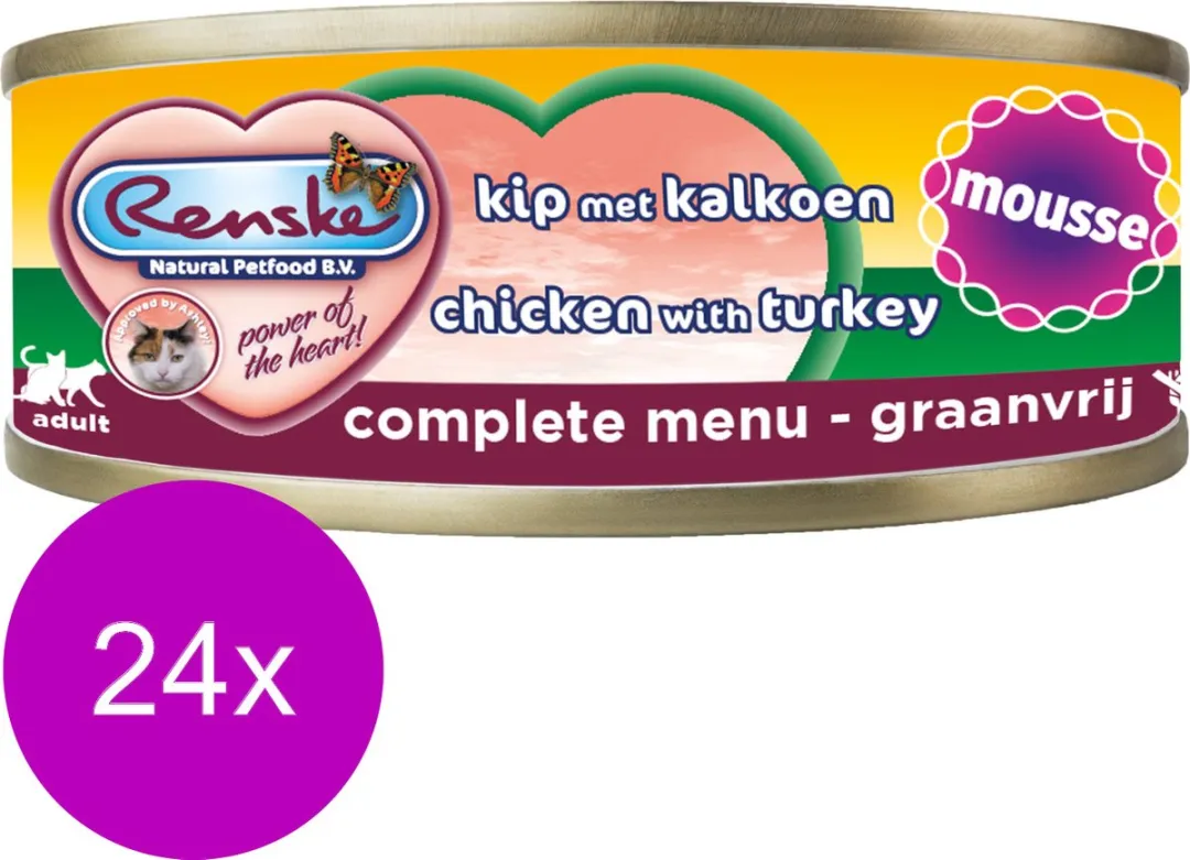 Renske Kattenvoer Mousse Kip - Kalkoen 70g - 24 Stuks