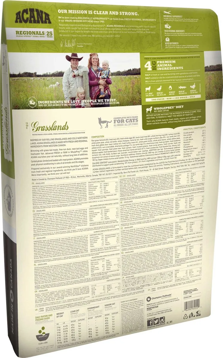 Acana Cat Grasslands Lam & Eend & Witvis Kattenvoer 340g