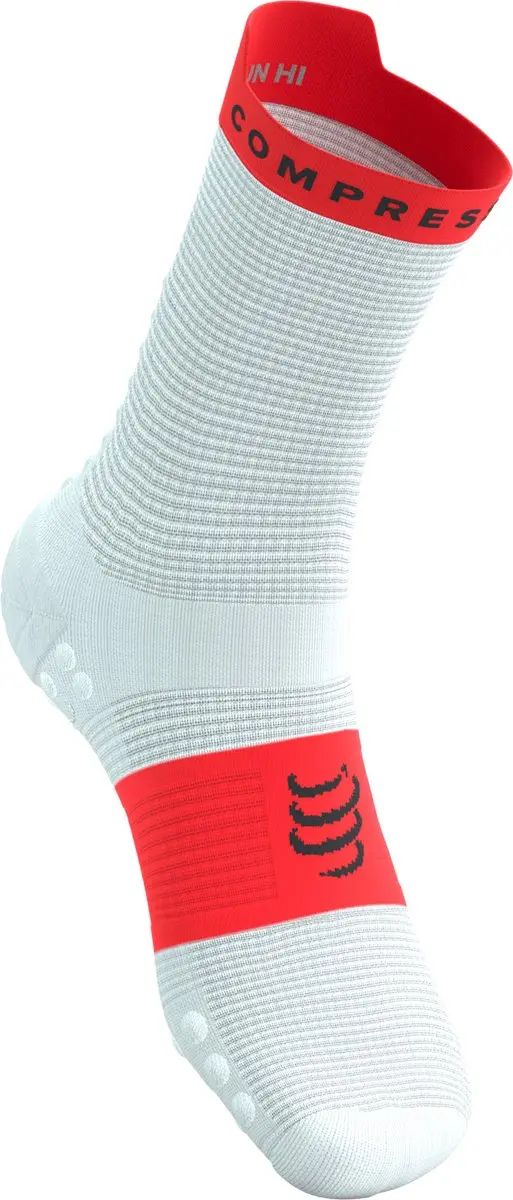Compressport Pro Racing v4.0 Run High Sokken - Wit/Fluo Rood - afbeelding 3 van 6
