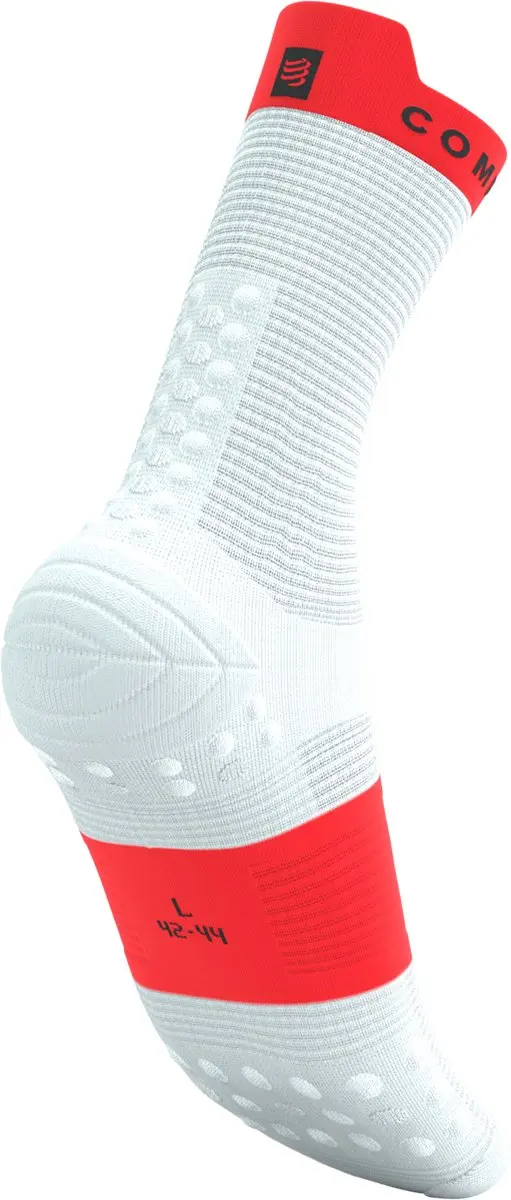 Compressport Pro Racing v4.0 Run High Sokken - Wit/Fluo Rood - afbeelding 6 van 6