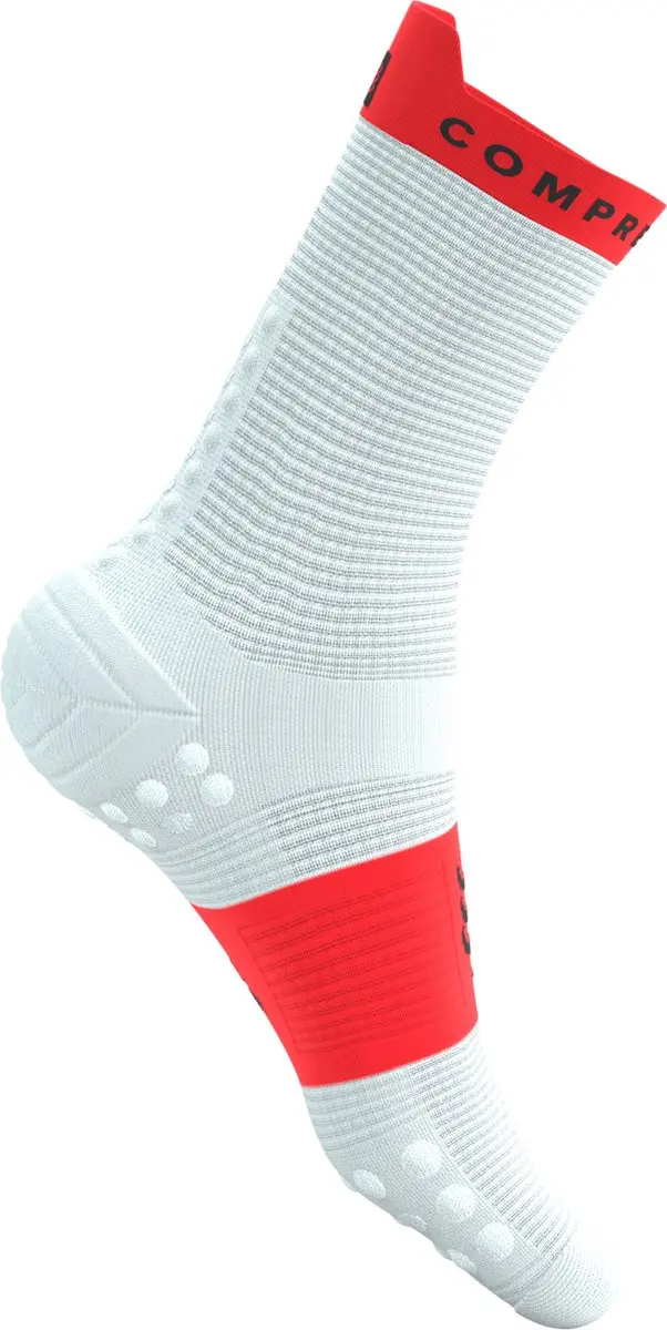 Compressport Pro Racing v4.0 Run High Sokken - Wit/Fluo Rood - afbeelding 4 van 6