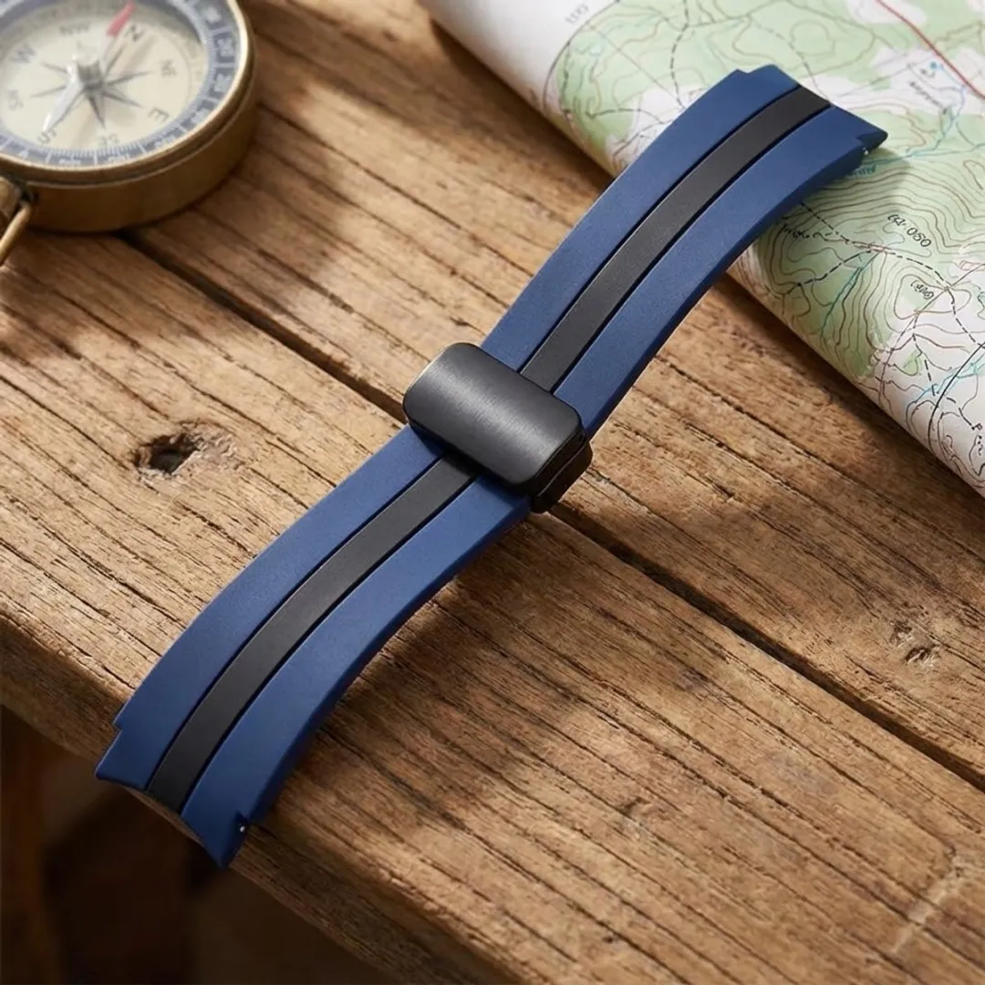 NUVEX Blauw Zwart Siliconen Horlogebandje 20mm - Samsung Galaxy Watch
