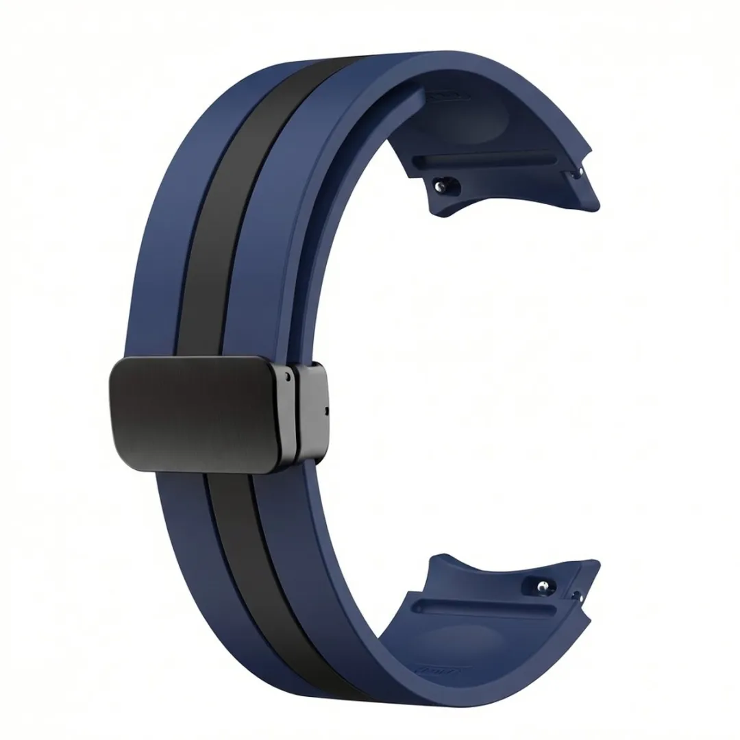 NUVEX Blauw Zwart Siliconen Horlogebandje 20mm