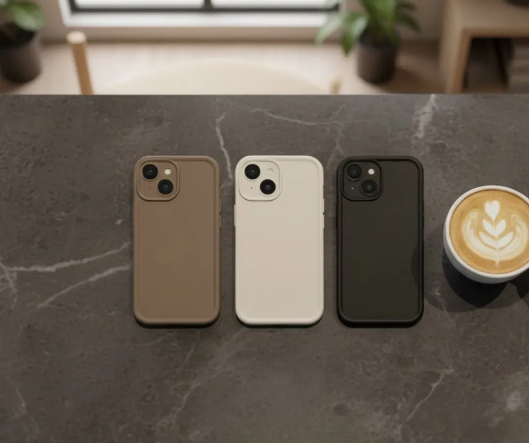 NUVEX iPhone 15 Hoesje - 3 Stuks - Zwart/Beige/Bruin