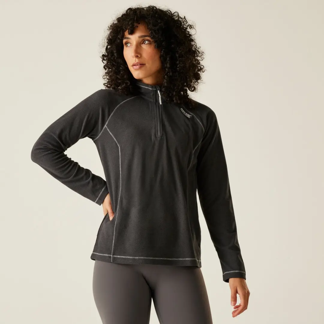 Montes lichtgewicht fleecetrui met halve rits voor dames, ideaal voor wandelen.