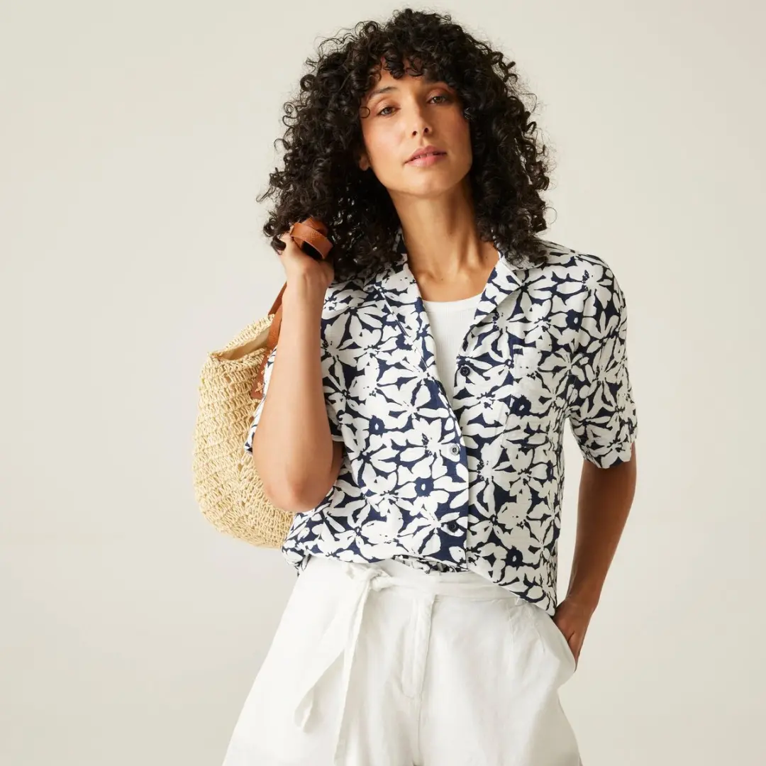 T-shirt Korte Mouwen Dames Bloemenprint