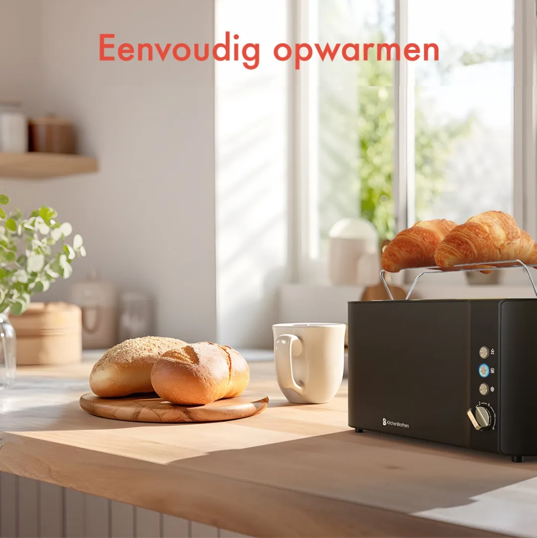 KitchenBrothers KB4093 Broodrooster 1520W - 4 Sandwiches - Zwart