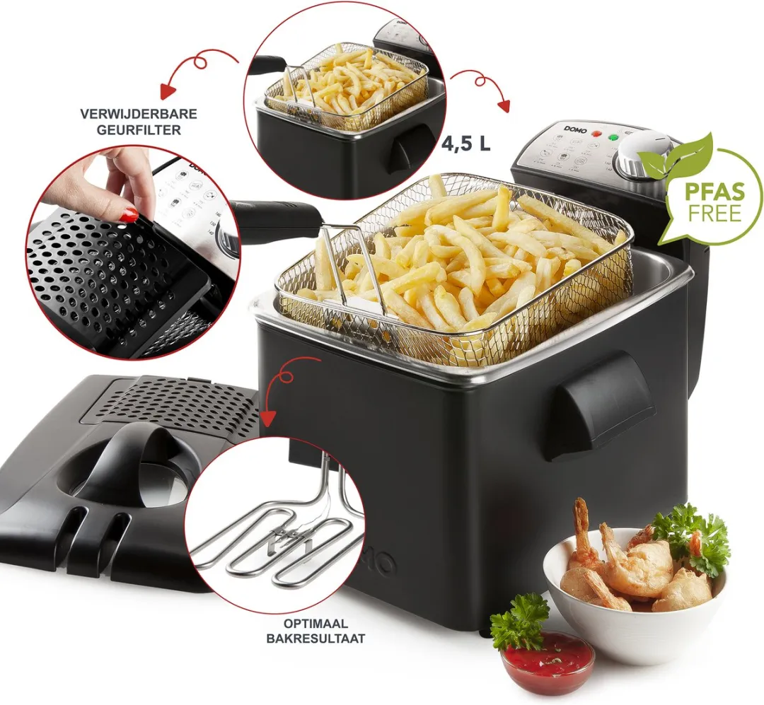 Domo DO1014FR Friteuse 3200W 4,5L - Zwart