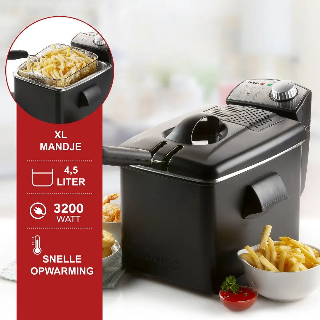 Domo DO1014FR Friteuse 3200W 4,5L - Zwart