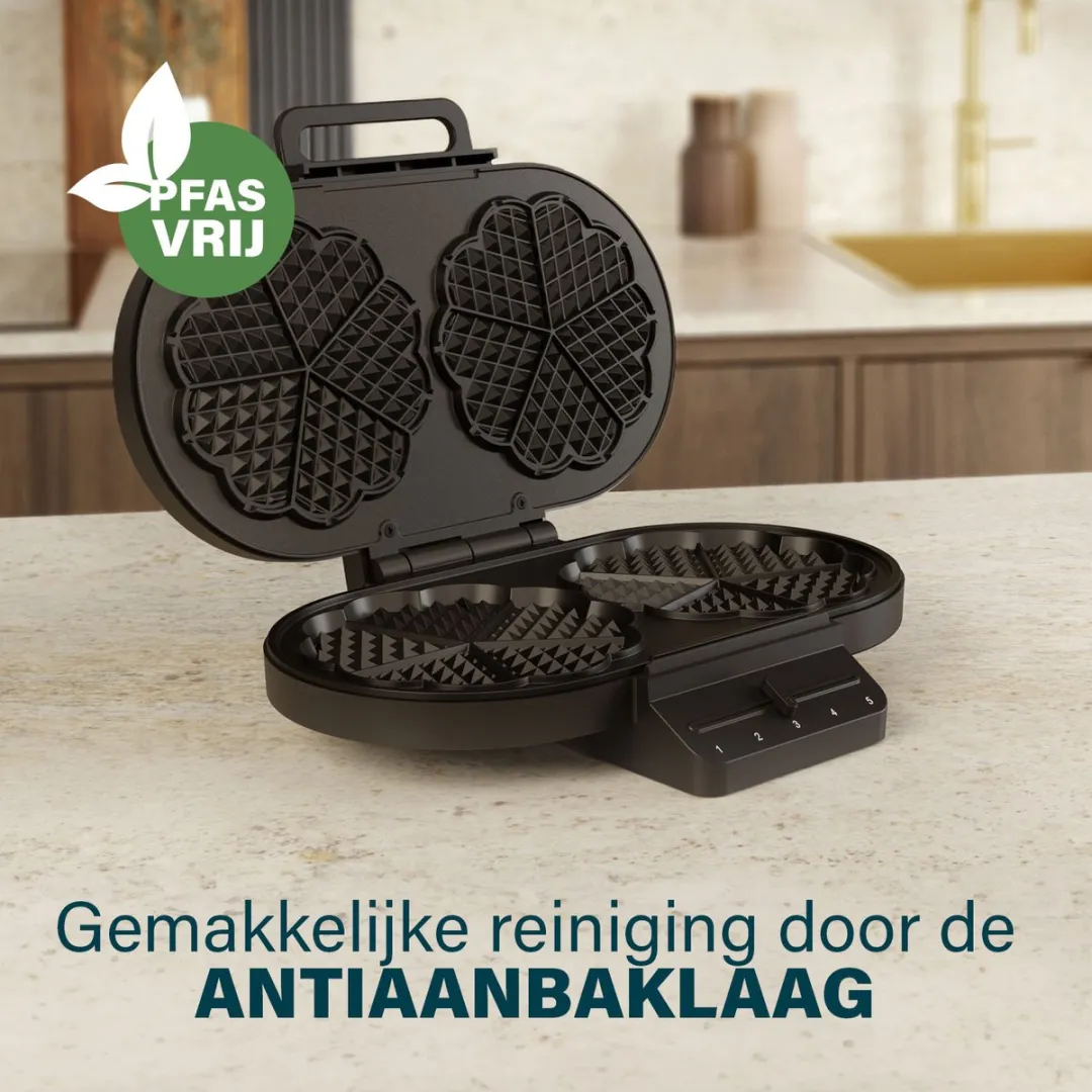 Princess 132384 Dubbel Wafelijzer 1200W - Zwart