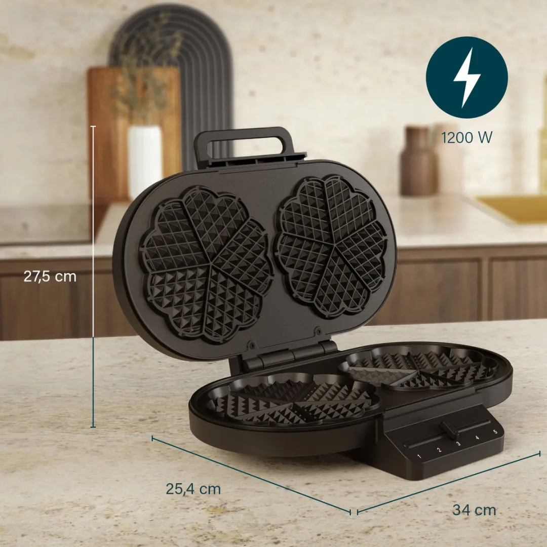 Princess 132384 Dubbel Wafelijzer 1200W - Zwart
