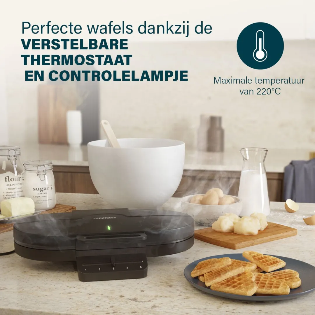 Princess 132384 Dubbel Wafelijzer 1200W - Zwart