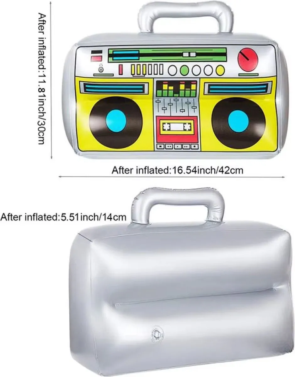 RedParrot Opblaasbare Retro Boombox Ballon - 42cm - Zilver