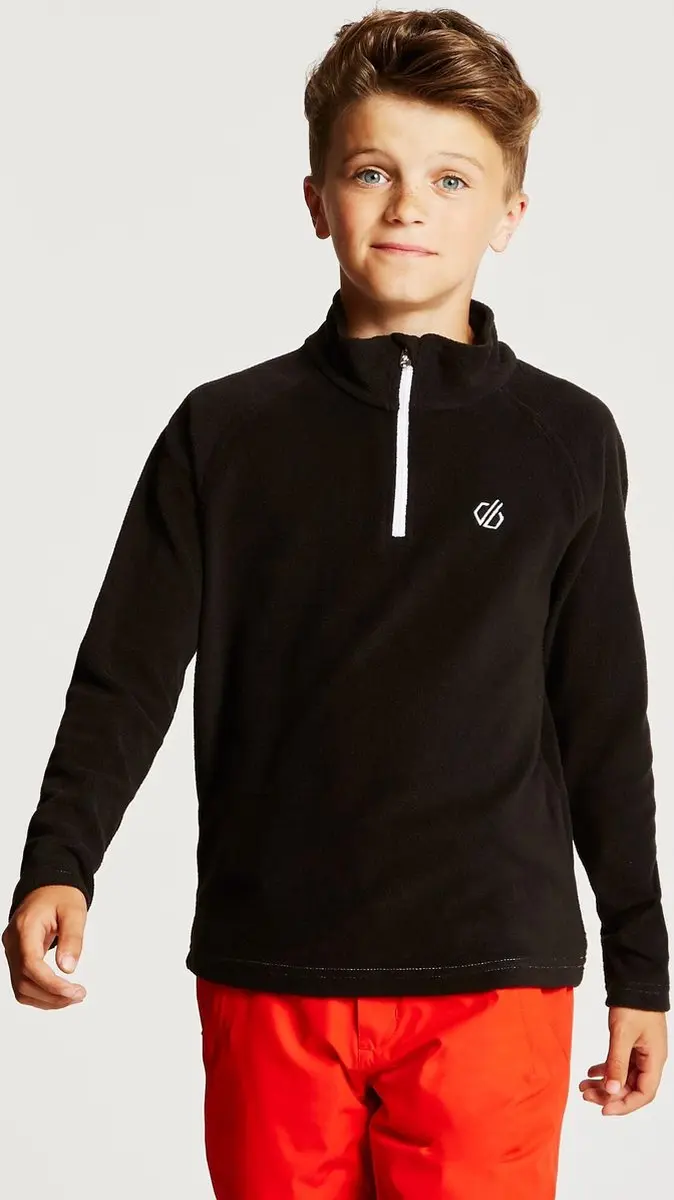 Dare 2B, Freehand Fleece Kinderskipully met Halve Rits, Zwart, Maat 104