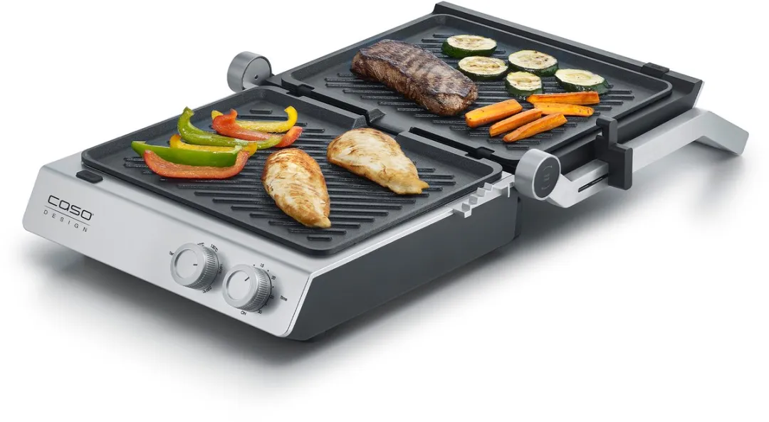 CASO SteakChef 2837 Elektrische Dubbele Contactgrill - 2400W - Zilver