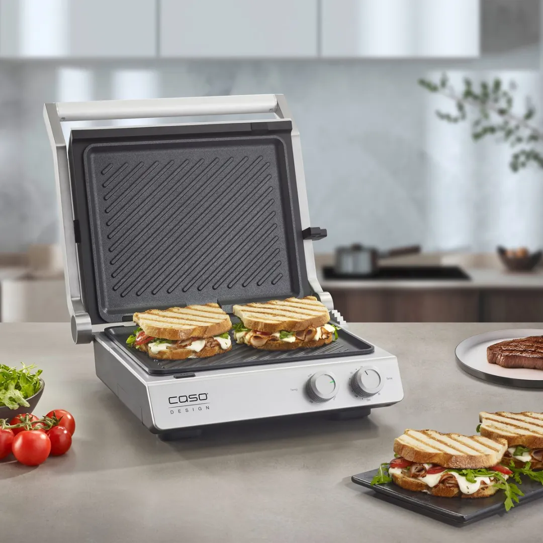 CASO SteakChef 2837 Elektrische Dubbele Contactgrill - 2400W - Zilver