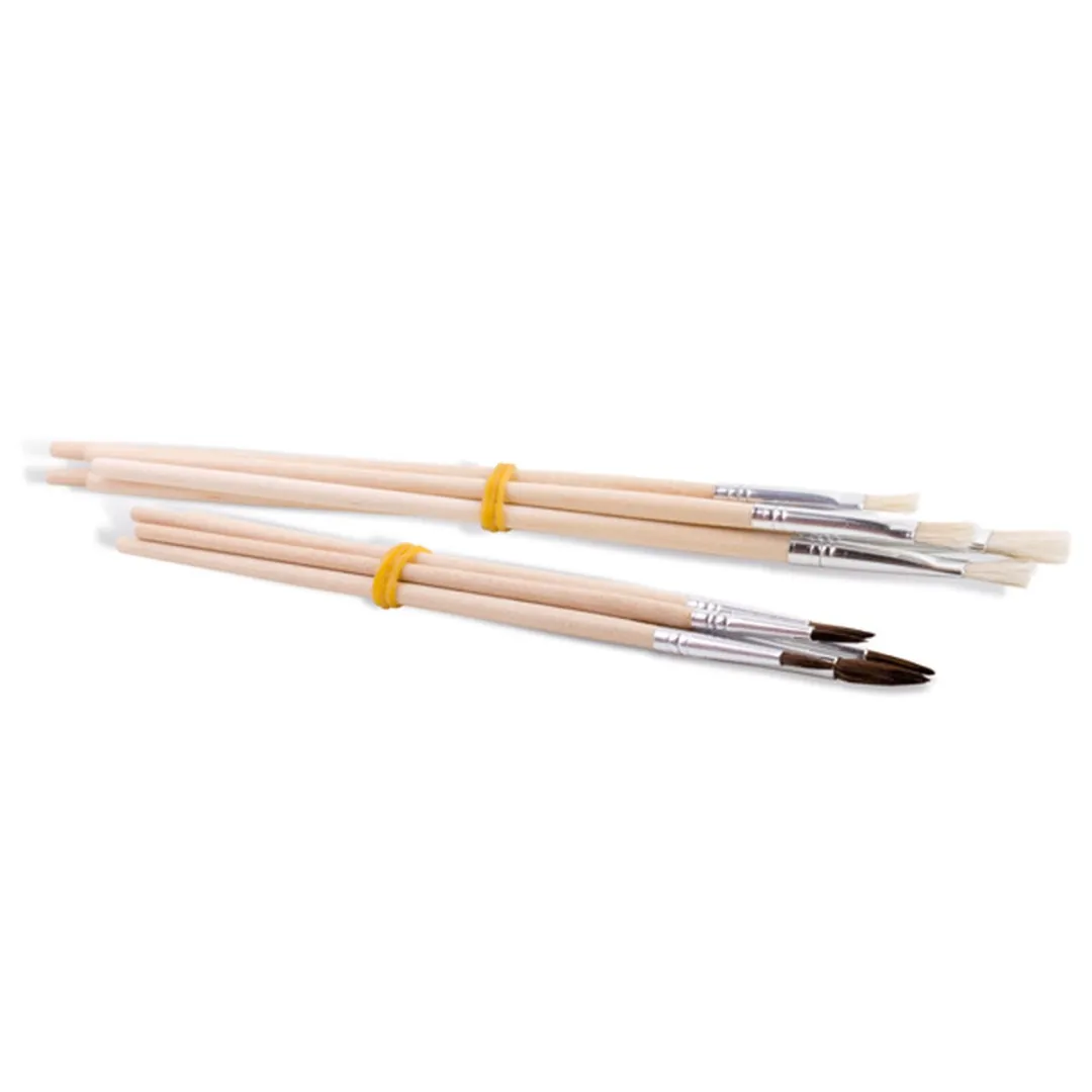 Casio Primo Set Kwasten - 10 Stuks (5 rond, 5 plat) - Beige