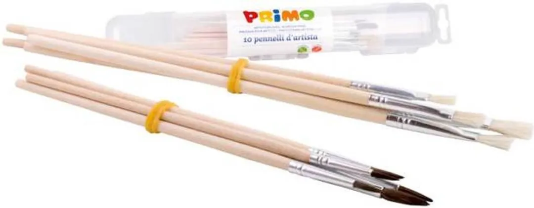 Casio Primo Set Kwasten - 10 Stuks (5 rond, 5 plat) - Beige