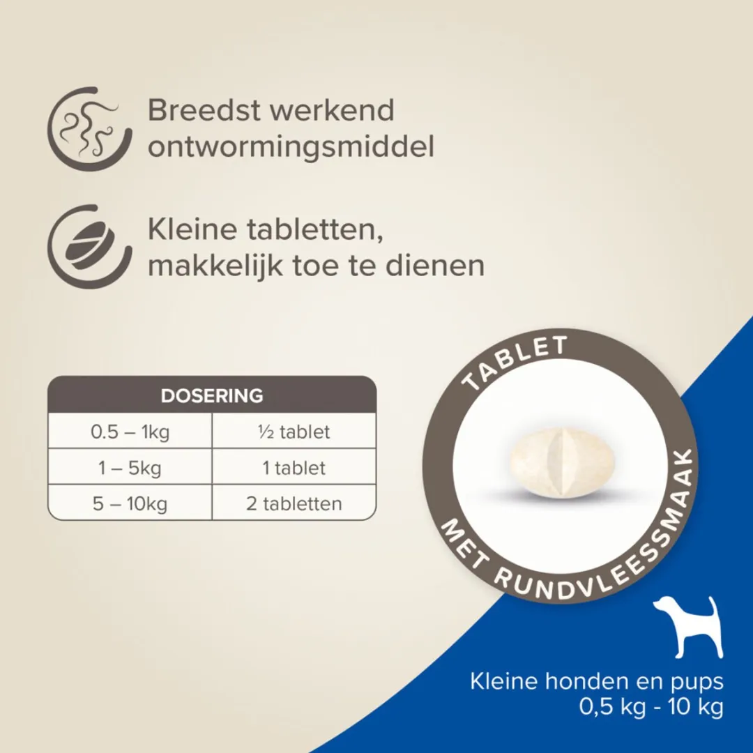 Beaphar Milquestra Ontworming Tabletten Hond 0,5-10kg - 4 Stuks