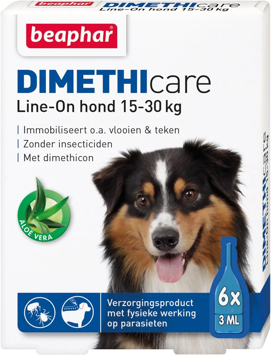 Beaphar Dimethicare Line-on Hond 15-30kg - 6 Pipetten