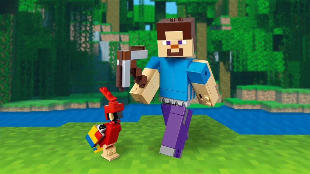 LEGO Minecraft BigFig Steve met Papegaai 21148 - 159 Stukken