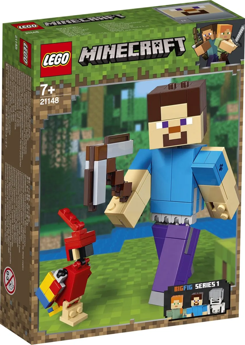 LEGO Minecraft BigFig Steve met Papegaai 21148