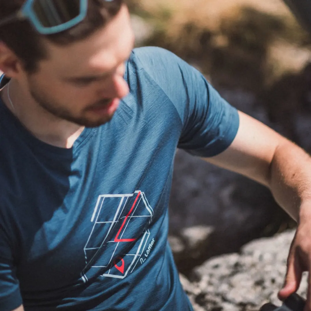 Loeffler shirt korte mouwen M Printshirt Tracking Merino Light Dark Petrol