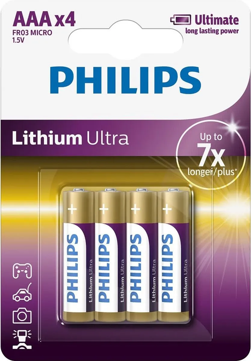 Philips AAA Lithium Ultra Batterijen 1100mAh