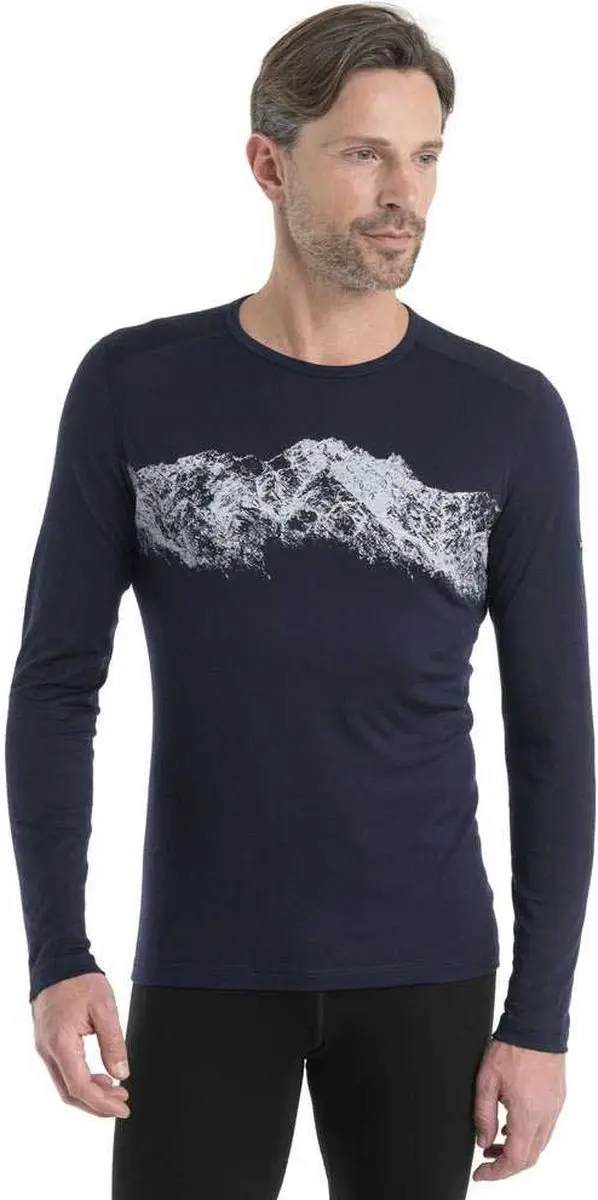 Ondershirt Icebreaker Men Merino 200 Oasis LS Crewe Remarkables Midnight Navy-XX