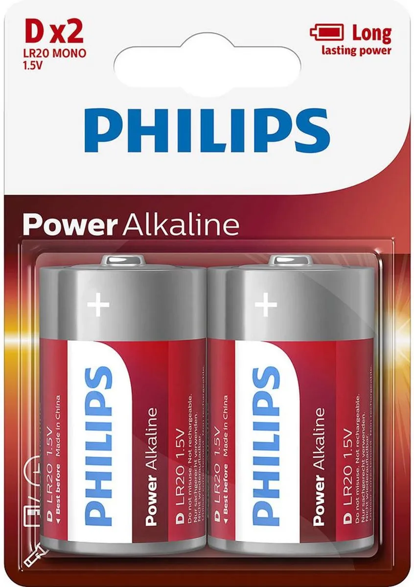 Philips LR20P2B D Batterijen - 2 Stuks
