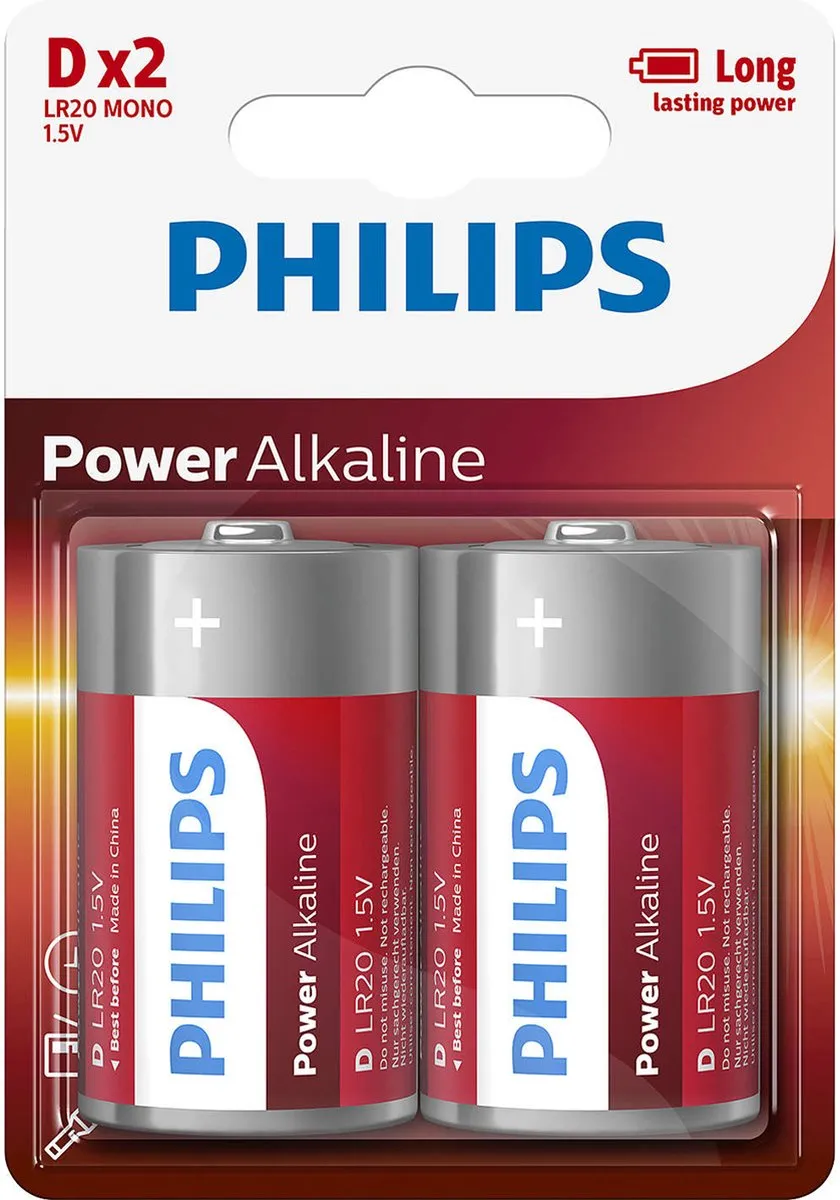 Philips LR20P2B D Batterijen - 2 Stuks