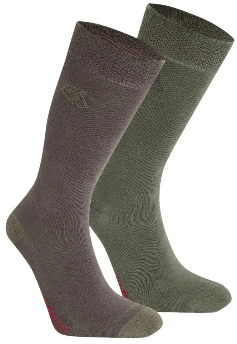 Craghoppers Nosilife Twin Pack Half Lange Sokken Groen EU 43-47