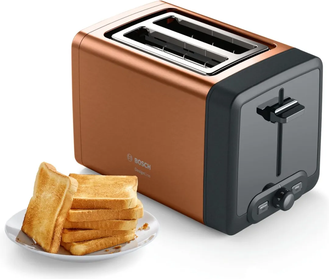 Bosch TAT4P429 DesignLine Broodrooster - 2 Sandwiches - 970W - Koper
