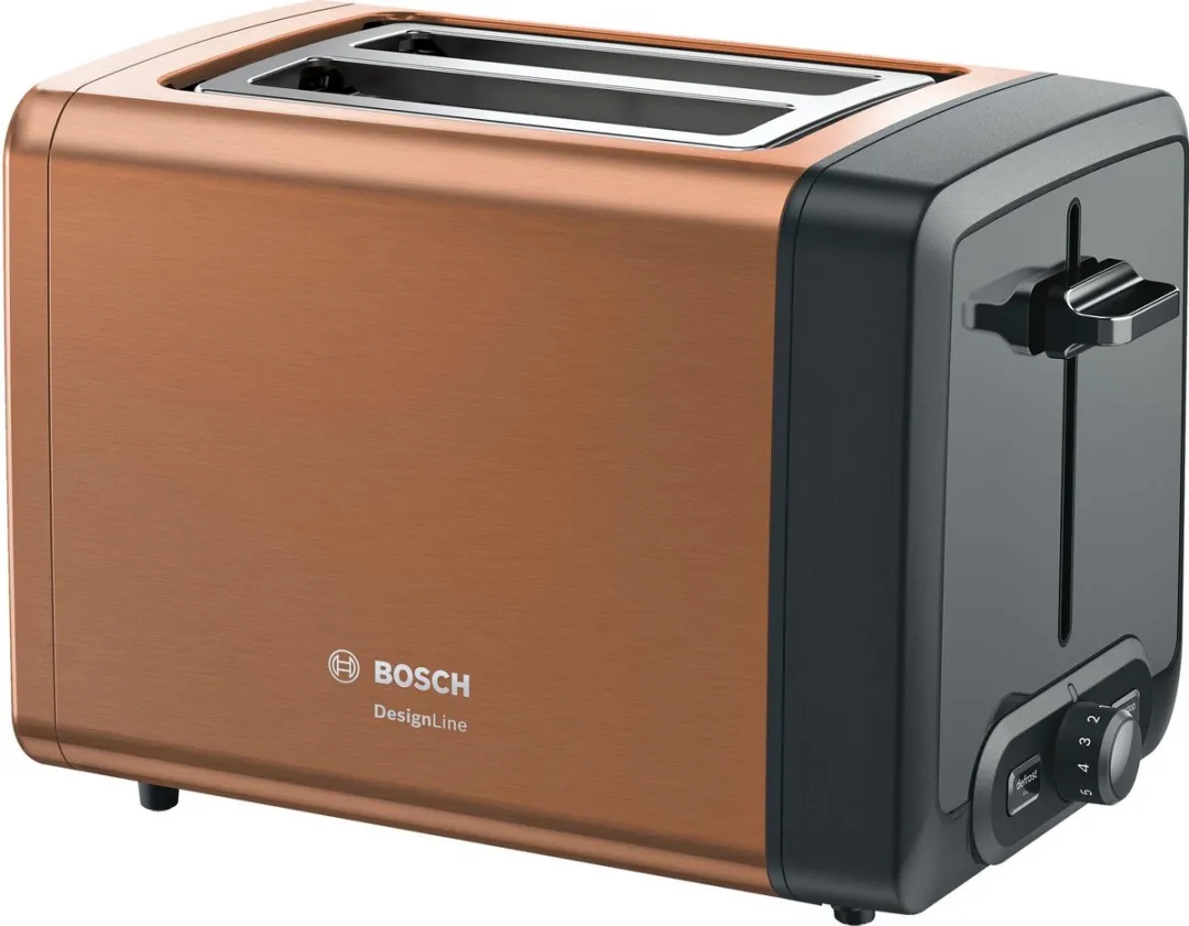 Bosch TAT4P429 DesignLine Broodrooster - 2 Sandwiches - 970W - Koper