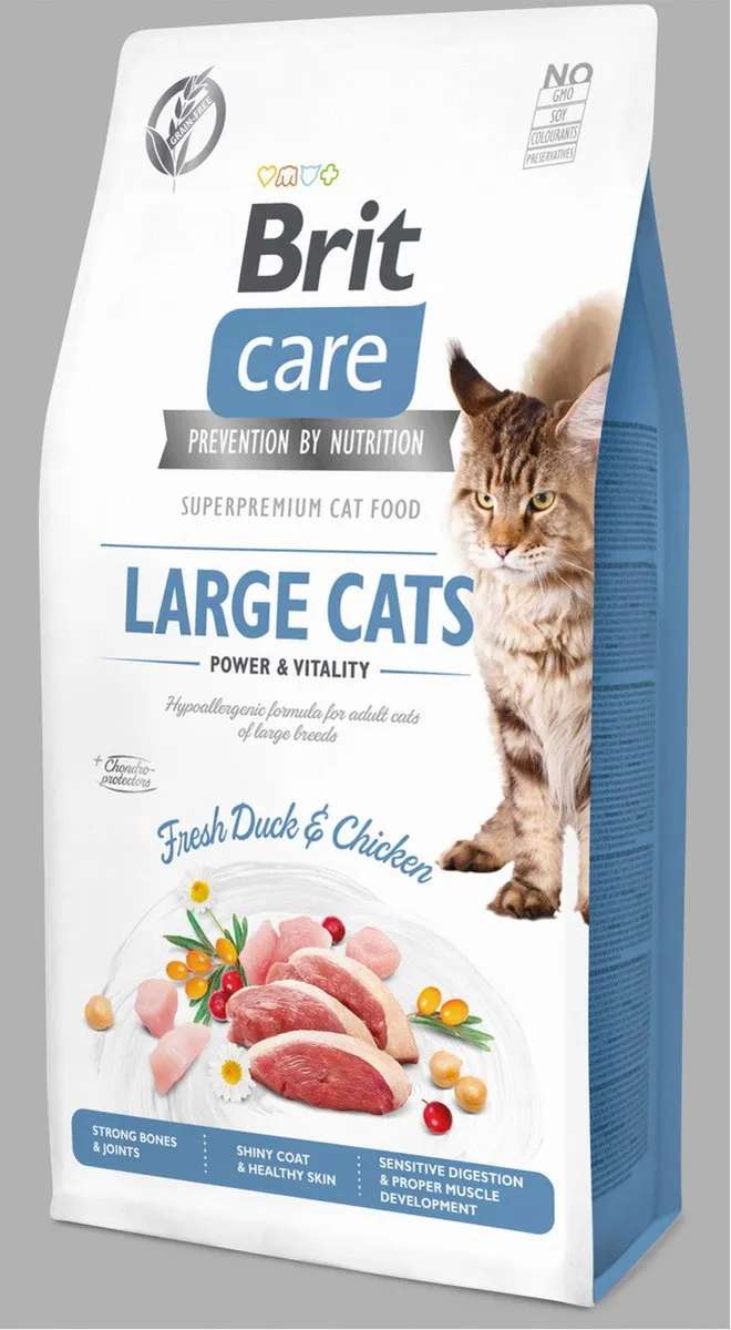 Brit Care Large Cats Power & Vitaliteit Eend & Kip 7kg