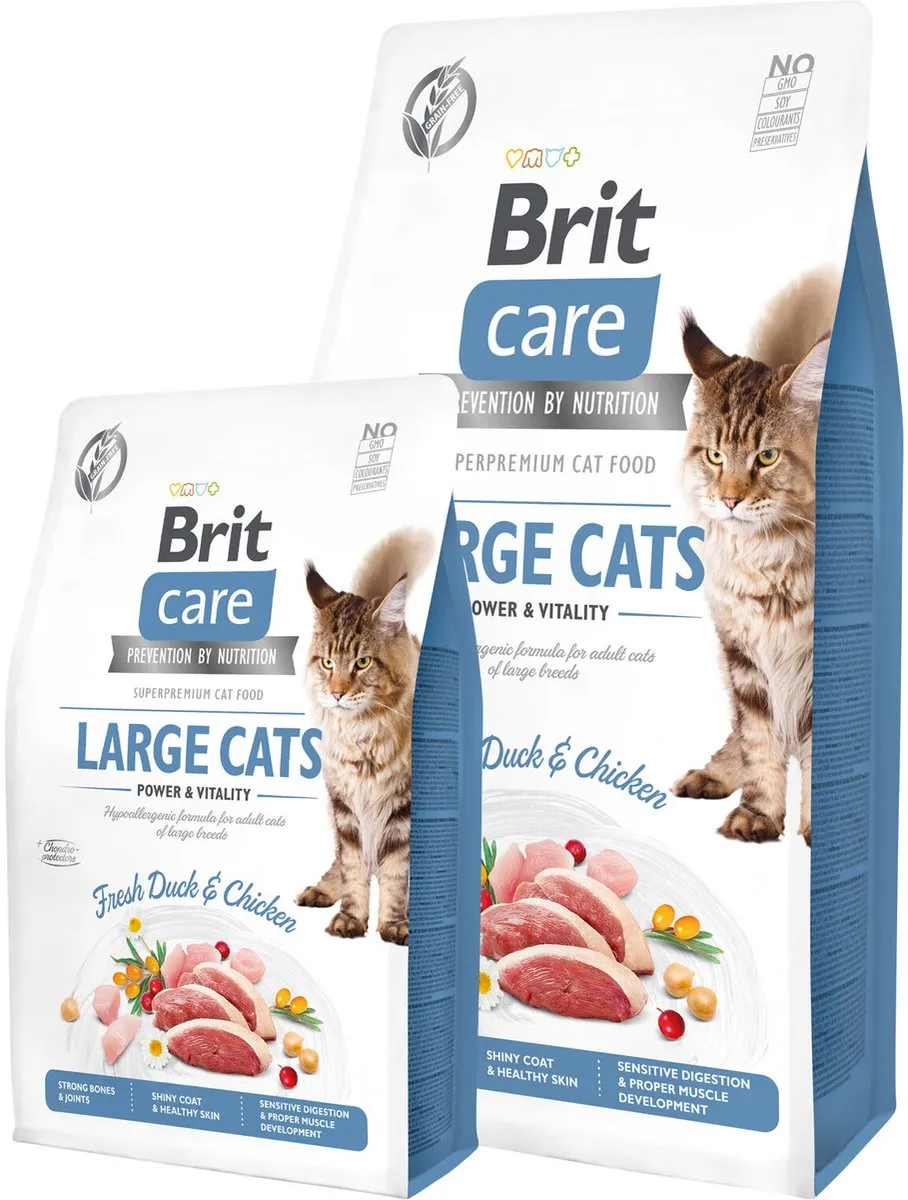 Brit Care Large Cats Power & Vitaliteit Eend & Kip 7kg