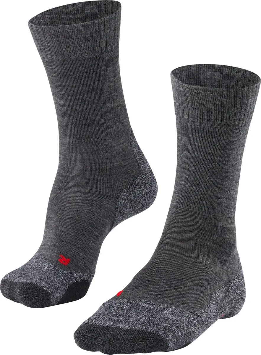 FALKE TK2 anti-blaar dik wol functioneel materiaal wandelsokken dames grijs