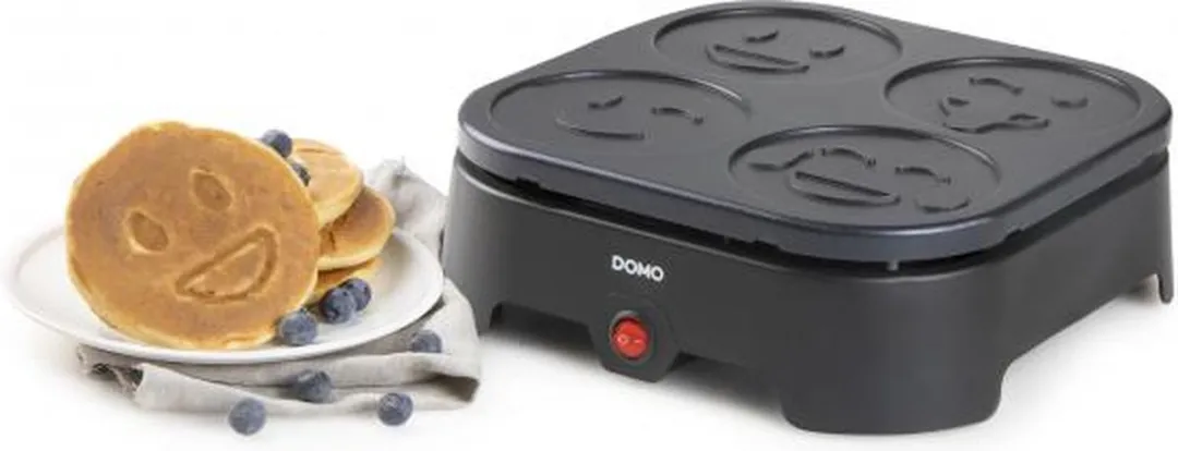 Domo DO8718P Pannenkoekenmaker Emoji-Party - 4 Stuks - 600W - Zwart