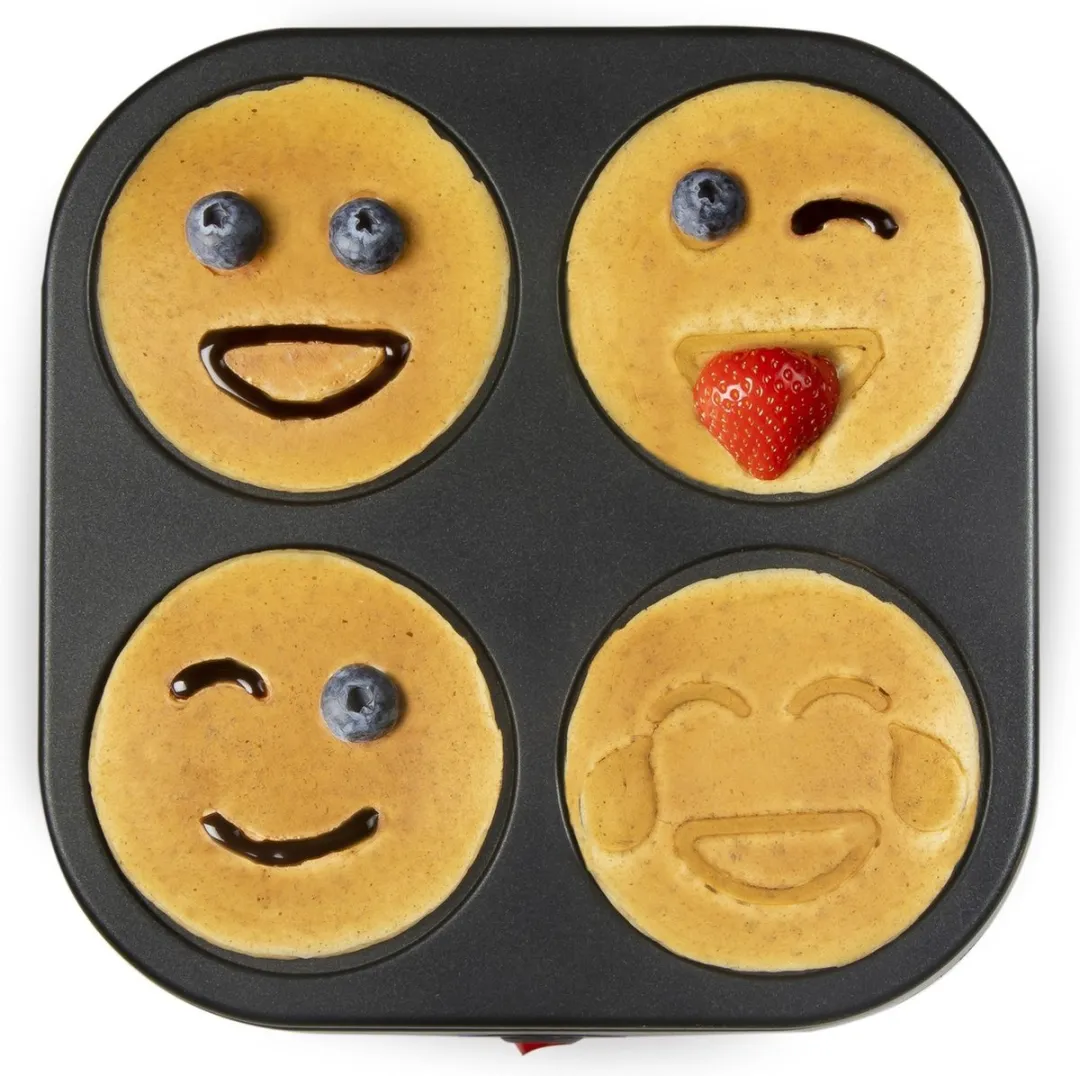 Domo DO8718P Pannenkoekenmaker Emoji-Party - 4 Stuks - 600W - Zwart - afbeelding 6 van 6