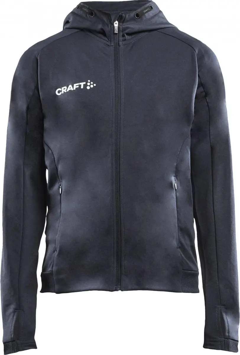 Craft Evolve Hooded Kindervest - 164 - Donkergrijs
