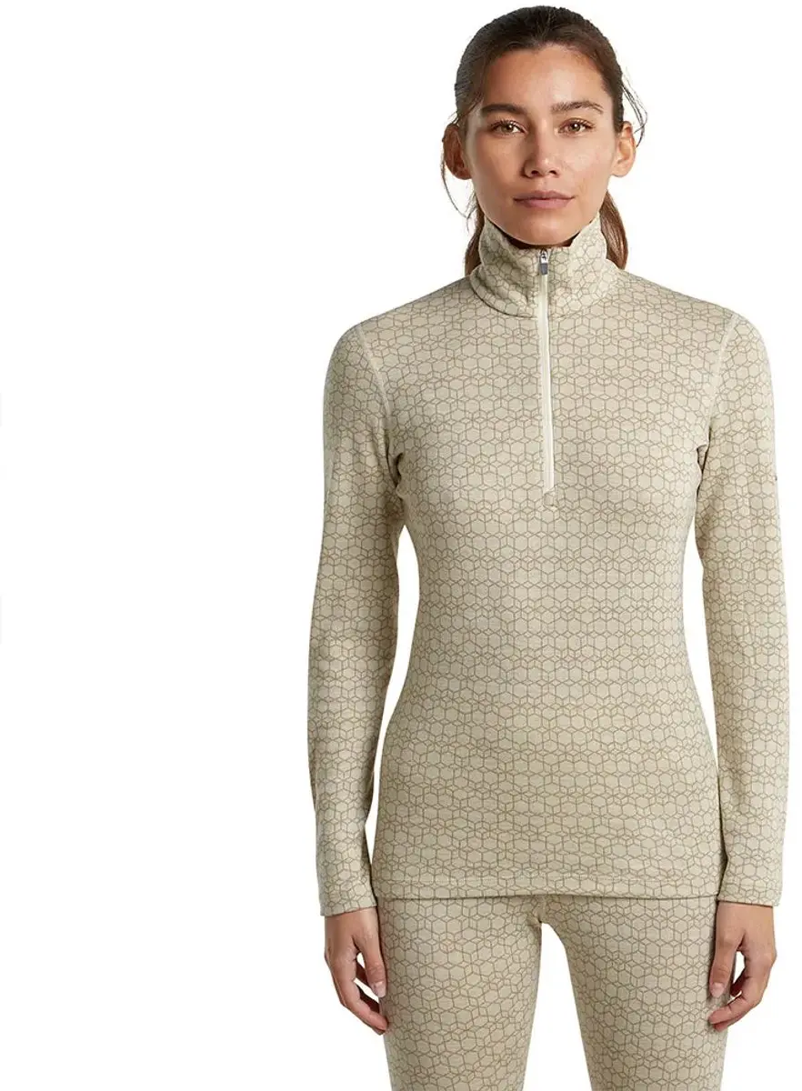 Icebreaker 260 Tech Vertex Alpgeo Half Rits Lange Mouw T-shirt Beige S Vrouw