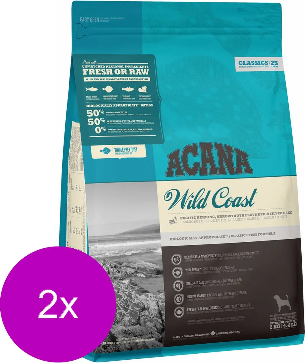 Acana Classics Wild Coast Haring & Bot Hondenvoer - 2x2kg