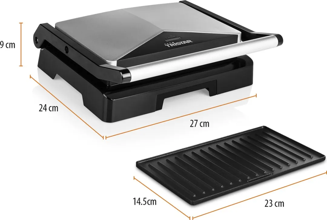 Tristar GR-2854 Contactgrill 1000W - 2 Platen - Grijs - afbeelding 6 van 6