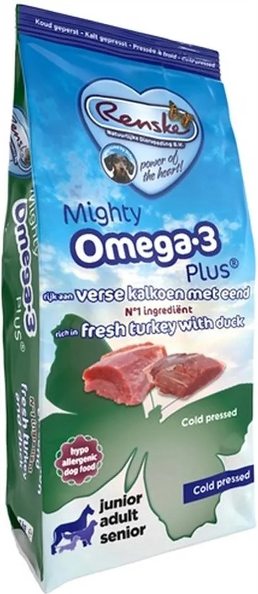 Renske Mighty Omega Plus Adult Kalkoen & Eend Hondenvoer 3kg - afbeelding 5 van 6